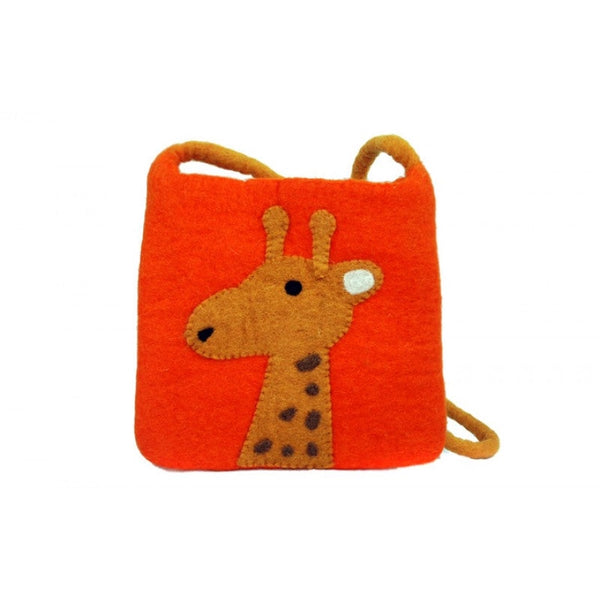 FELTED WOOL KIDS  CROSS BODY GIRAFFE BAG  NEPAL