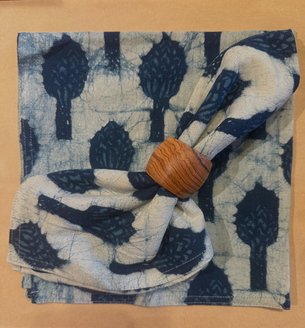 MAGNOLIA  INDIGO HAND BLOCK PRINTED COTTON  DINNER NAPKIN INDIA