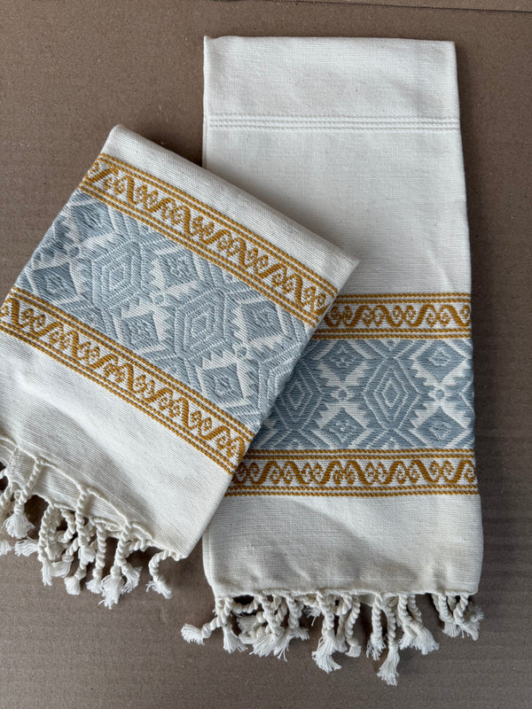 HAND WOVEN KITCHEN TOWEL GOLD/SILVER GUATEMALA