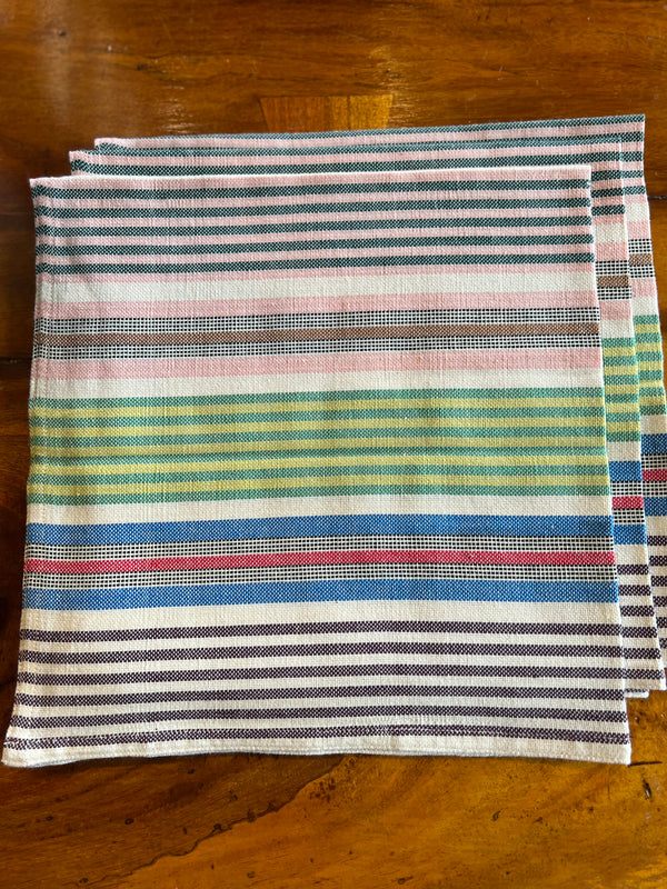 HAND LOOMED COTTON STRIPED DINNER NAPKINS KENYA