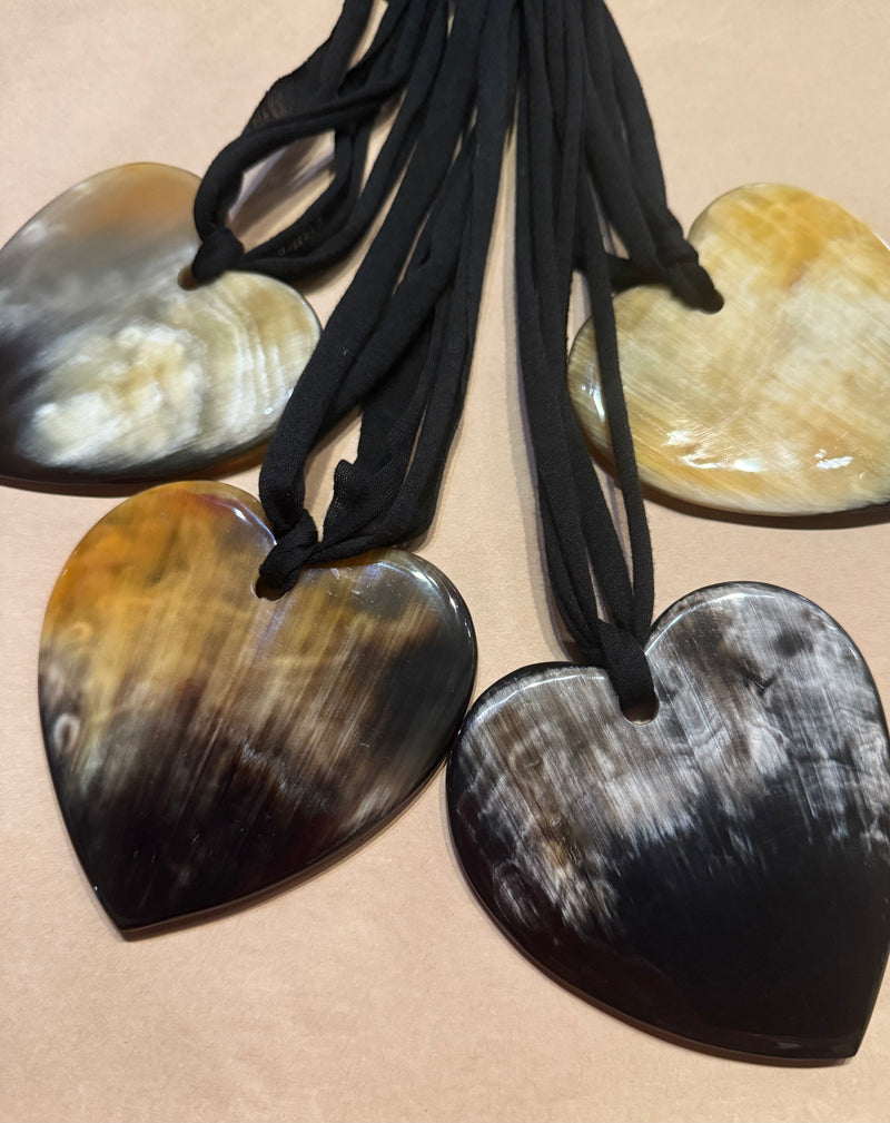 HAND CRAFTED HORN HEART PENDANT DOMINICAN REPUBLIC