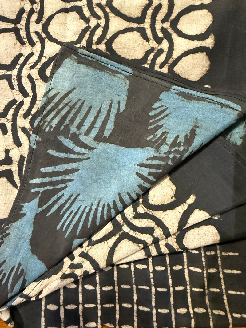 ICHCHA HARI BLOCK PRINTED SILK/COTTON SCARF NATURAL DYES 78x36"