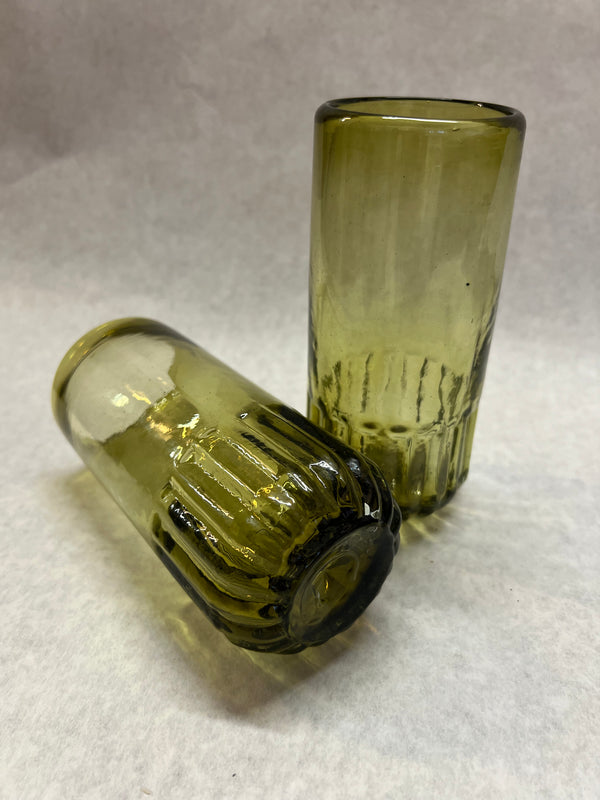 HAND BLOWN CACTUS OLIVE HIGHBALL  MEXICO