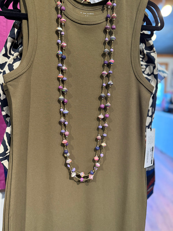 PURPLE HAITIAN SIGNATURE BEADED NECKLACE HAITI
