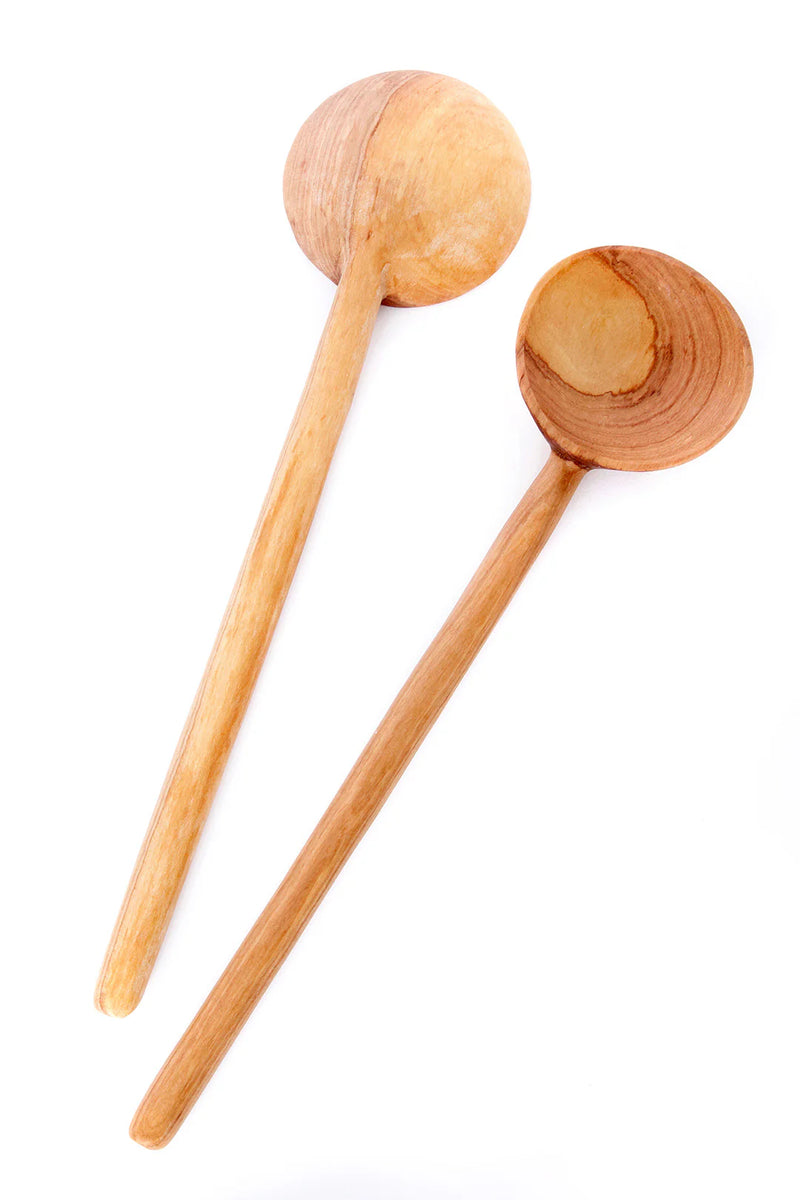 WILD OLIVE  WOOD LOLLIPOP ROUND COOKING SPOON KENYA