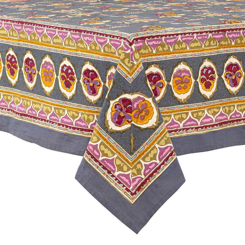 PANSY RED/GREY TABLECLOTH INDIA