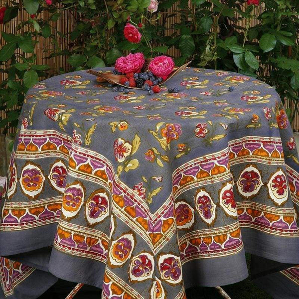 PANSY RED/GREY TABLECLOTH INDIA