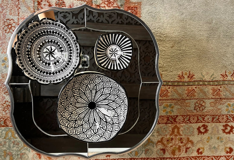 HAND PAINTED MOROCCAN CERAMIC NESTING BOWLS  SET OF 3