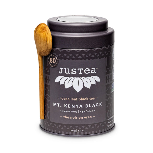 JUSTEA  MT KENYA LOOSE  BLACK TEA TIN WITH SPOON KENYA