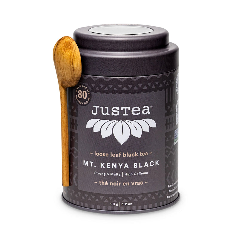 JUSTEA  MT KENYA LOOSE  BLACK TEA TIN WITH SPOON KENYA