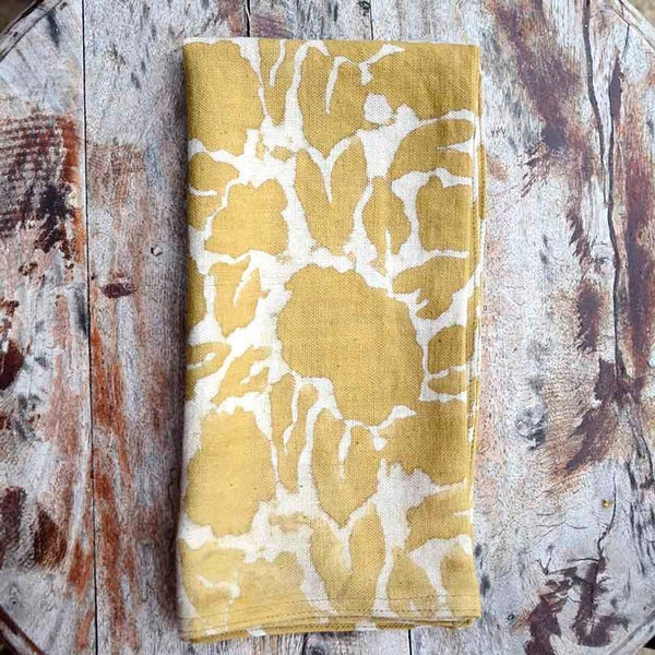 GOLD BLOCK PRINTED COTTON DINNER NAPKIN INDIA