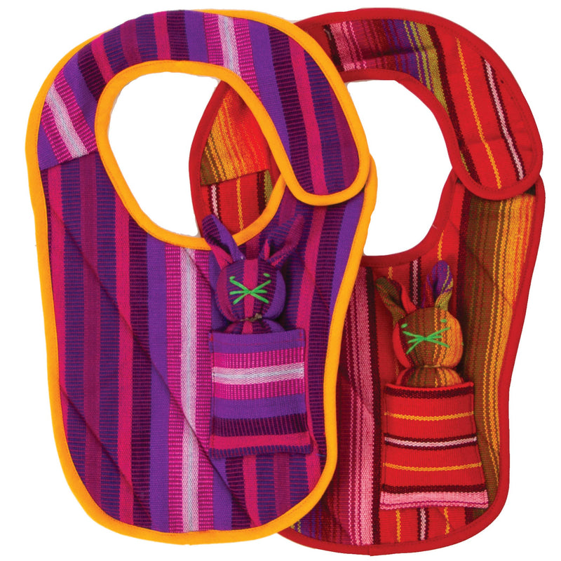 BUNNY BABY BIB HAND WOVEN IN GUATEMALA