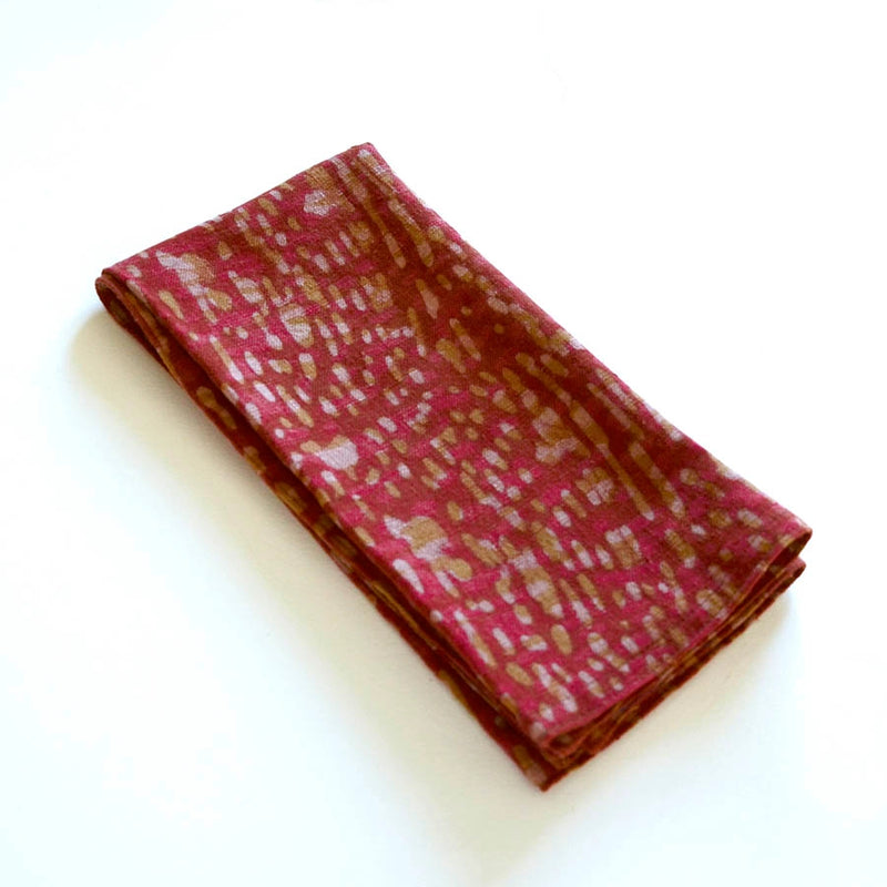 BARKHA ORANGE BLOCK PRINTED DINNER NAPKIN