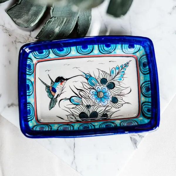 WILD BIRD REC HAND PAINTED DISH GUATEMALA