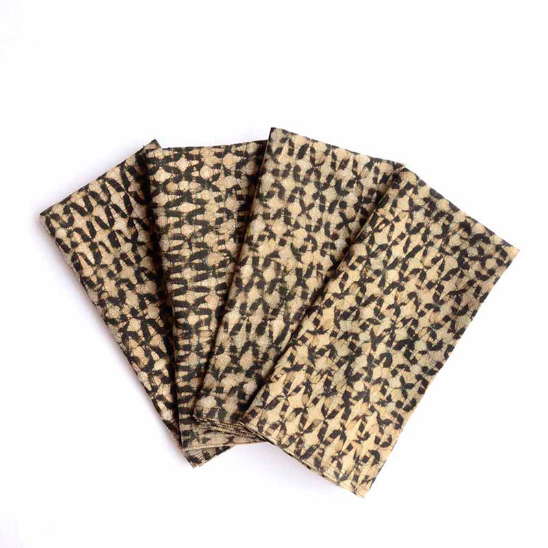 SPARROW BROWN BLOCK PRINTED DINNER NAPKINS INDIA