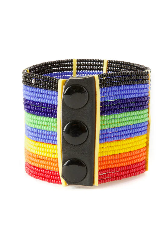RAINBOW BEADED CUFF BRACELET  KENYA