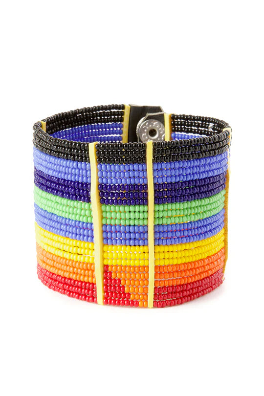 RAINBOW BEADED CUFF BRACELET  KENYA