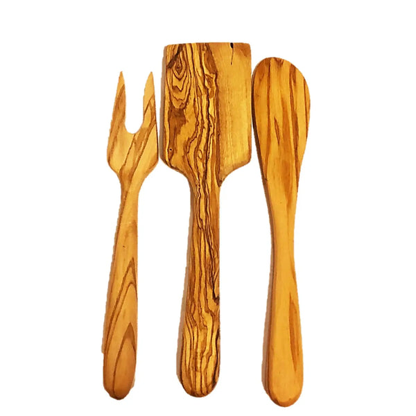 NATURAL OLIVEWOOD SET OF 3 CHEESE UTENSILS