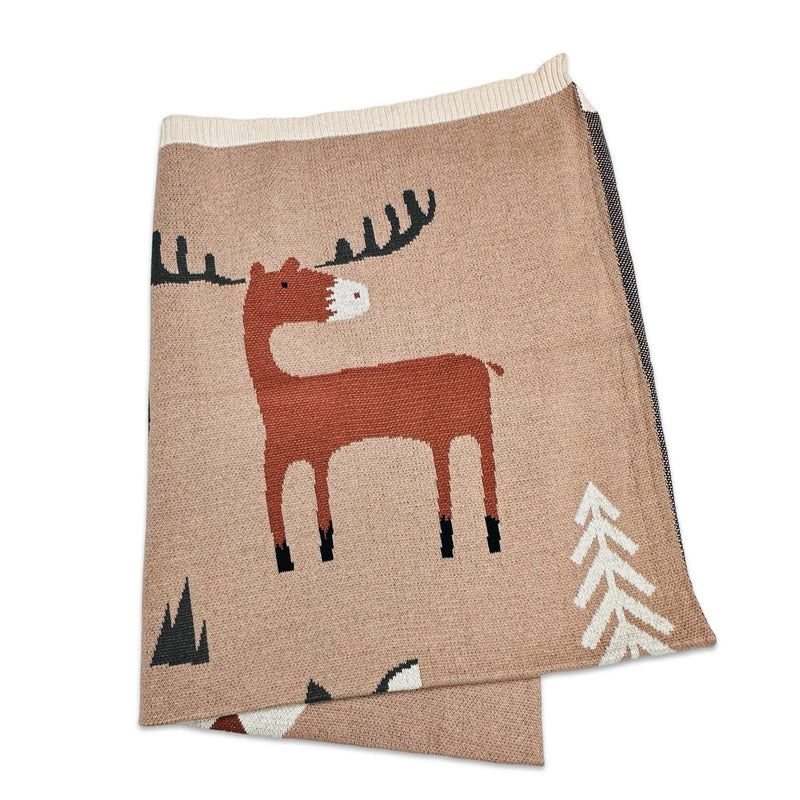 WOODLAND BEAR ORGANIC COTTON JACQUARD KNIT 30X42" BABY BLANKET