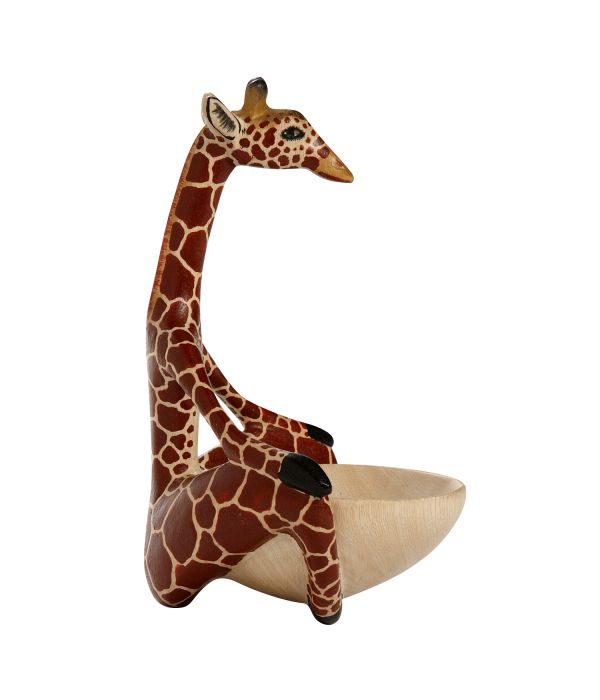HAND CARVED YOGA GIRAFFE BOWL KENYA