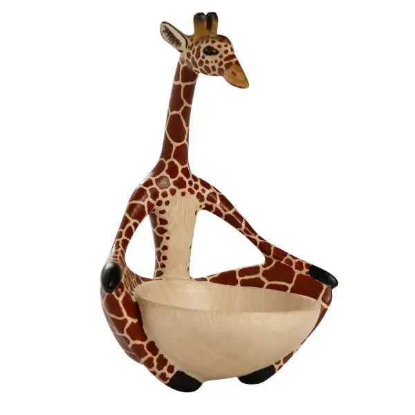 HAND CARVED YOGA GIRAFFE BOWL KENYA
