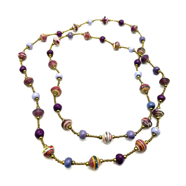 PURPLE HAITIAN SIGNATURE BEADED NECKLACE HAITI