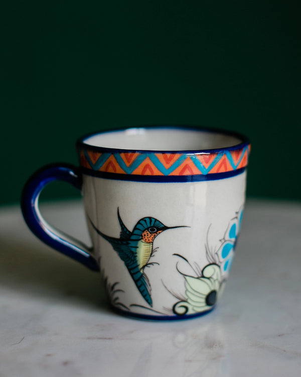 WILD BIRD LATTE CUP HAND PAINTED  GUATEMALA